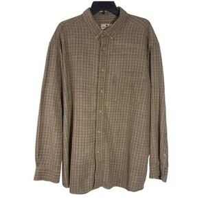 Woolrich Flannel Shirt Mens Size XXL Brown Plaid Front Pockets Long Sleeves